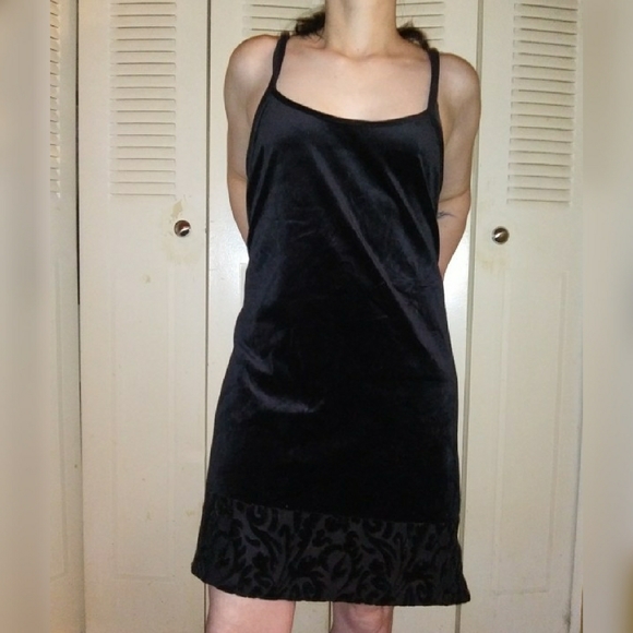 Natorious Dresses & Skirts - 🌺HP! Cute Goth Black M Velvet Dress Sheer Panel!